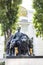 Statue of Roman Emperor Marcus Antonius beside Secession building in Vienna in Austria