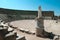 Statue in ruins of ancient theater in Salamis