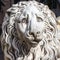 The statue of a sad lion at the entrance of the San Lorenzo Cathedral in Genoa, Italy