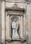 Statue of Saint Francis on the front of the Chiesa di San Francesco d`Assisi, Piazza della Liberta, Ostuni, Italy
