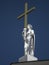 Statue of saint Helena holding cross on top of the Vilnius cathedral