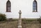 Statue Saint holding a lamb at the Historic Saint Joseph Catholic Church in Fort Davis, Texas.