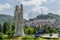 The statue of Santa Rita da Cascia welcomes the faithful at the entrance of the town, Cascia, Italy