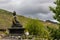 Statue of Siddhartha Gautam Buddha overlooking the Muktinath Village in Upper Mustang, Nepal