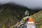 Statue of Siddhartha Gautam Buddha overlooking the Muktinath Village in Upper Mustang, Nepal