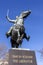 statue of Simon Bolivar on a horse with his sword in his hand