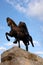 Statue of Skanderberg on horseback on main square in Tirana, Albania