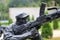 Statue of soldier fight machine gun