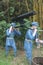 The statue of Soldiers carry heavy machine guns in the Red Army Parkï¼Œshenzhen,china