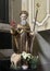 Statue of St. Anthony Abbot with a pig at his feet in the Church of St. Vincent in Gravedona on Lake Como.