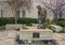 Statue of St. Francis and a lamb in the St. Francis of Assisi Memorial Garden at the Cathedral of Hope Church in Dallas, Texas.