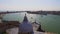 Statue of St. George standing on dome of cathedral, view of Grand Canal, Venice