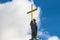 Statue of St. Helena on the facade of Cathedral Basilica of St. Stanislaus and St. Vladislaus.