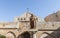 Statue of St. Hieronymus stands in the courtyard of the Chapel of Saint Catherine in Bethlehem in Palestine