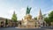 Statue of Stephen I landmark in Budapest city, Hungary time lapse