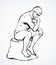 The statue the Thinker. Vector drawing