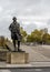 A statue of Thomas Jefferson, american third president, in front of Leopold-Sedar-Senghor bridge, Paris