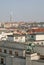 Statue on the top of Czech National Bank, view from Powder Tower in PRAGUE, CZECH REPUBLIC