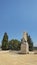 Statue of Trajan in heroic pose at the archaeological ensemble of Italica, in Santiponce, Seville, Spain