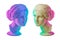 Statue of Venus de Milo. Creative concept colorful neon image with ancient greek sculpture Venus or Aphrodite head