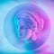 Statue of Venus de Milo. Creative concept colorful neon image with ancient greek sculpture Venus or Aphrodite head