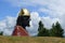 Statue of a Viking head, Burnaby North Secondary School