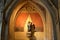 A statue of Virgin Mary and a child, located in the cloister of the basilica of Saint Servatius