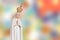 Statue virgin Mary Fatima of the Catholic Church on blur colorful background