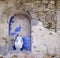 Statue of virgin Mary in an old church ruin