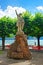 Statue of William Tell at promenade in Lugano Ticino Switzerland