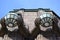 Statues adorn the main railway station, Helsinki