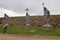 Statues Of Angels In The Gardens Of The Episcopal Palace Of Gaudi In Astorga. Architecture, History, Camino De Santiago, Travel,