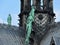 Statues of the apostles on the roof of Notre Dame, the approach of fragments. Paris France, UNESCO world heritage site