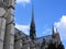 Statues of the apostles on the roof of Notre Dame, the approach of fragments. Paris France, UNESCO world heritage site