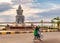 Statues art the promenade by the river in Kampong Cham, Cambodia