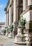 The statues at the base of the arcade du Cinquantenaire by a sunny day in Brussels, Belgium