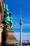 Statues of Berlin Cathedral and Fernsehturm TV tower German City
