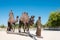 Statues of a caravan group outside the Afrasiab Museum in Samarkand, Uzbekistan