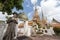 Statues and chedis at the Wat Pho temple in Bangkok