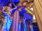 Statues columns indoor lit in blue - mirror