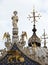 statues and crosses decorate the rooftop of the Basilica di San Marco Saint Mark Basilica in Venice, Italy