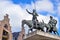 Statues of Don Quixote and Sancho Panza located at Spanish Square near Grand Place in the center of Brussels, Belgium