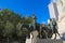 Statues of Don Quixote and Sancho Panza at the Plaza de Espana in Madrid.