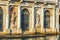 Statues on the facade of Giusti Palace on the Grand Canal of Venice, Italy