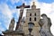 Statues of the facade of Roman Catholic church Avignon Cathedral next to the Palais des Papes in Avignon, France