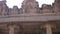 Statues on the facade of a temple in the ancient famous Indian city of Hampi