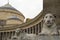 Statues of lionesses in the square of Piazza del Plebiscito