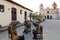 Statues of Martha Jimenez in front of the Carmen church