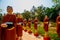 Statues of monks at the temple. Siemreap,Cambodia.