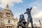 Statues near Saint Pauls Cathedral in London, UK